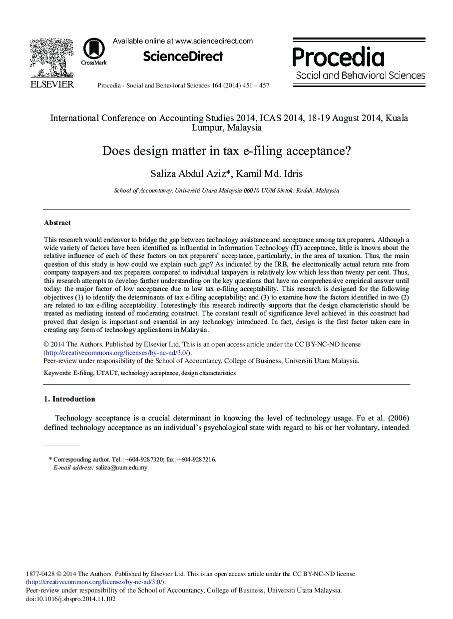 Does Design Matter in Tax E-filing Acceptance? 