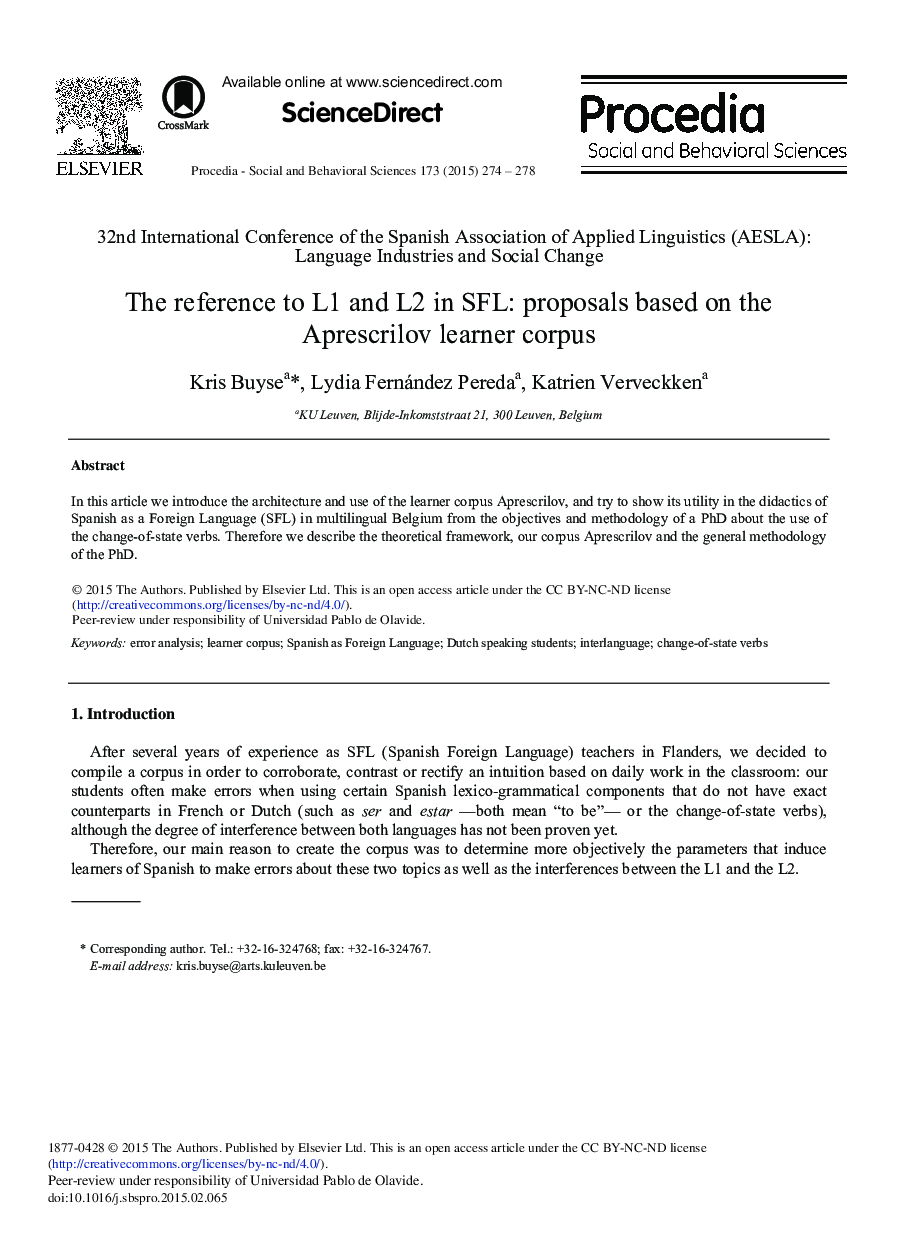 The Reference to L1 and L2 in SFL: Proposals Based on the Aprescrilov Learner Corpus 