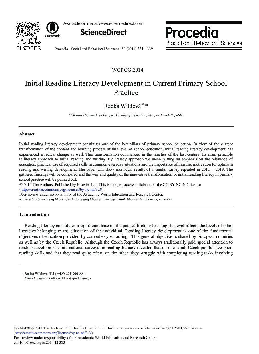 Initial Reading Literacy Development in Current Primary School Practice 