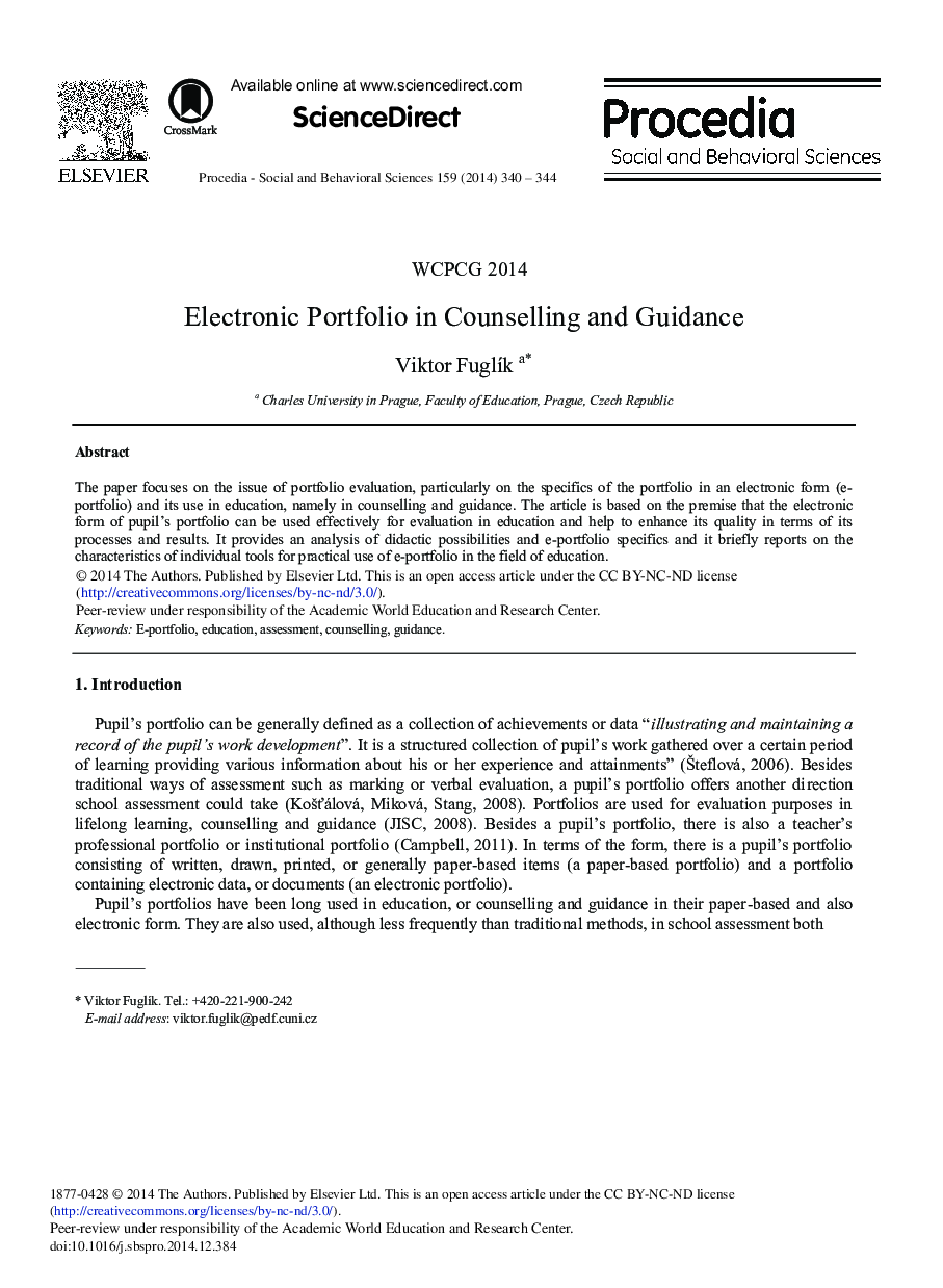 Electronic Portfolio in Counselling and Guidance 