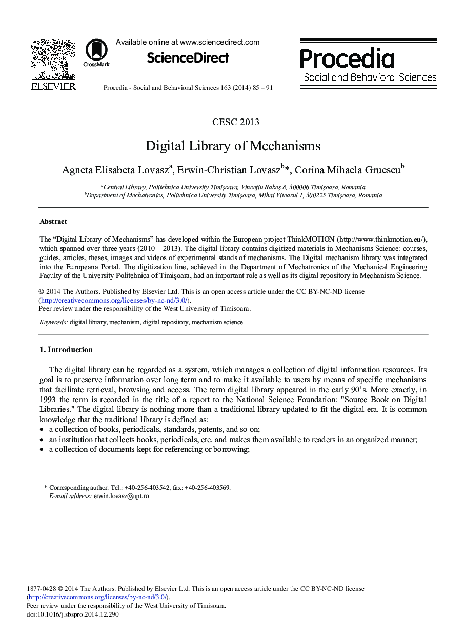 Digital Library of Mechanisms 