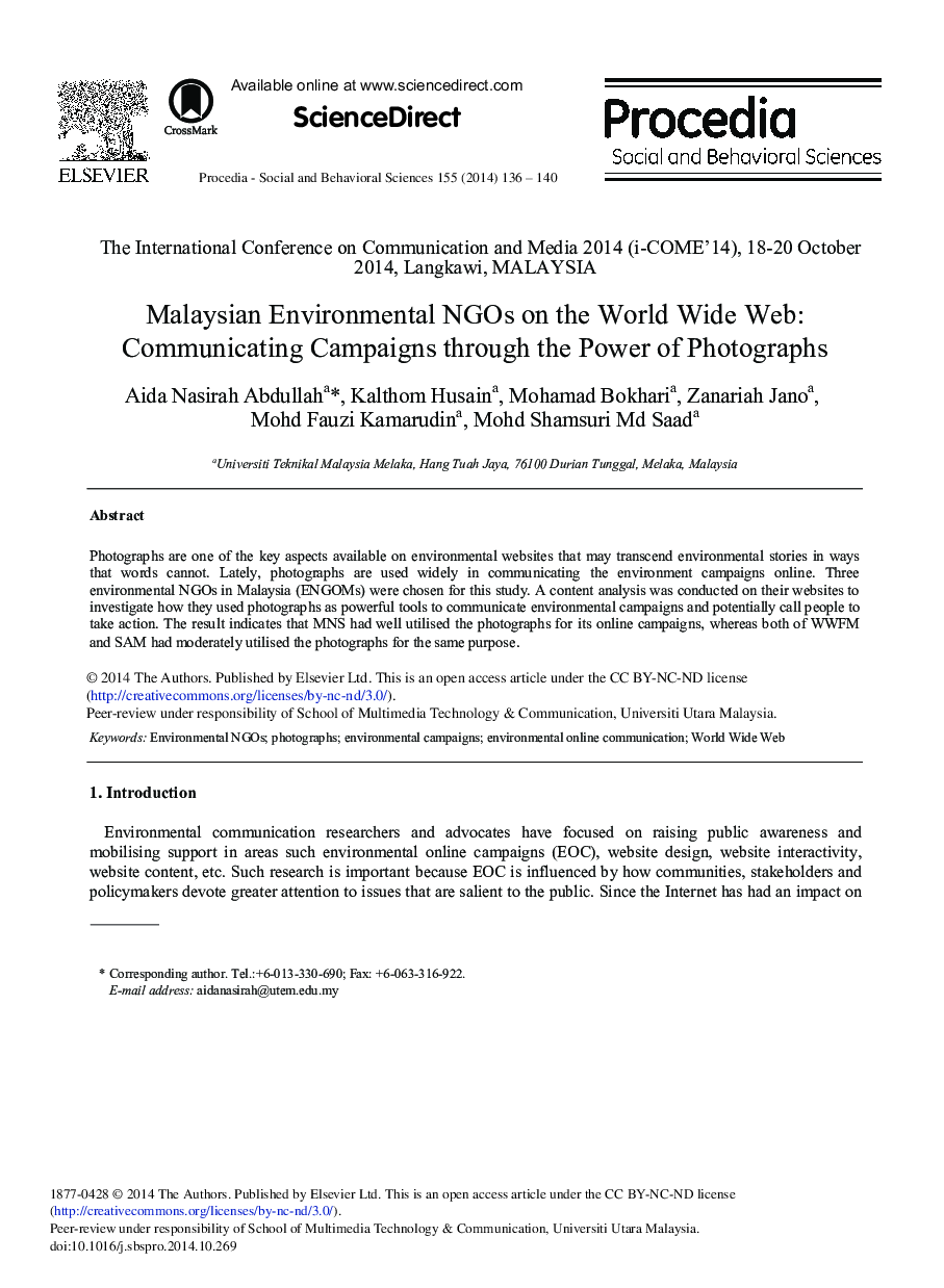 Malaysian Environmental NGOs on the World Wide Web: Communicating Campaigns through the Power of Photographs 