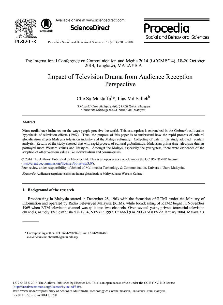 Impact of Television Drama from Audience Reception Perspective 