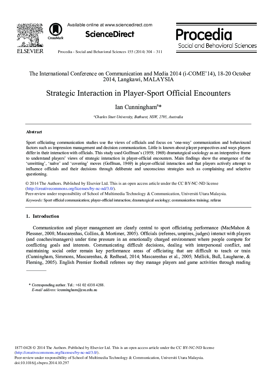 Strategic Interaction in Player-sport Official Encounters 