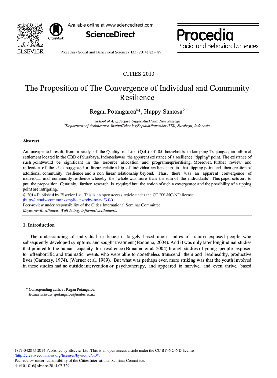 The Proposition of the Convergence of Individual and Community Resilience 