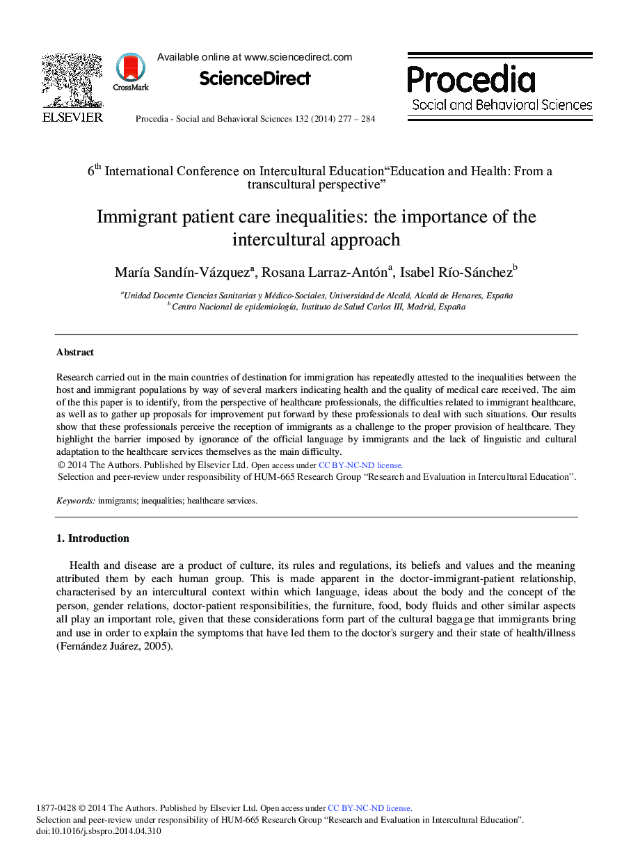 Immigrant Patient Care Inequalities: The Importance of the Intercultural Approach 