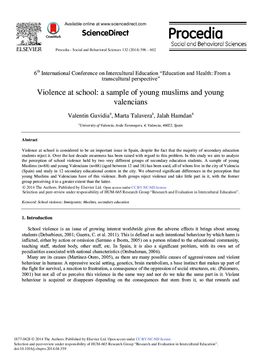خشونت در مدرسه: نمونه ای از مسلمانان جوان و والنسیا جوان؟ 