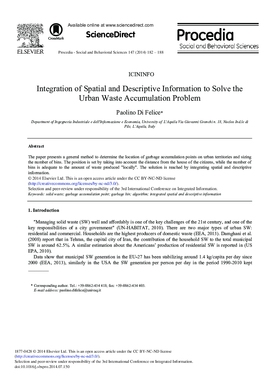 Integration of Spatial and Descriptive Information to Solve the Urban Waste Accumulation Problem 