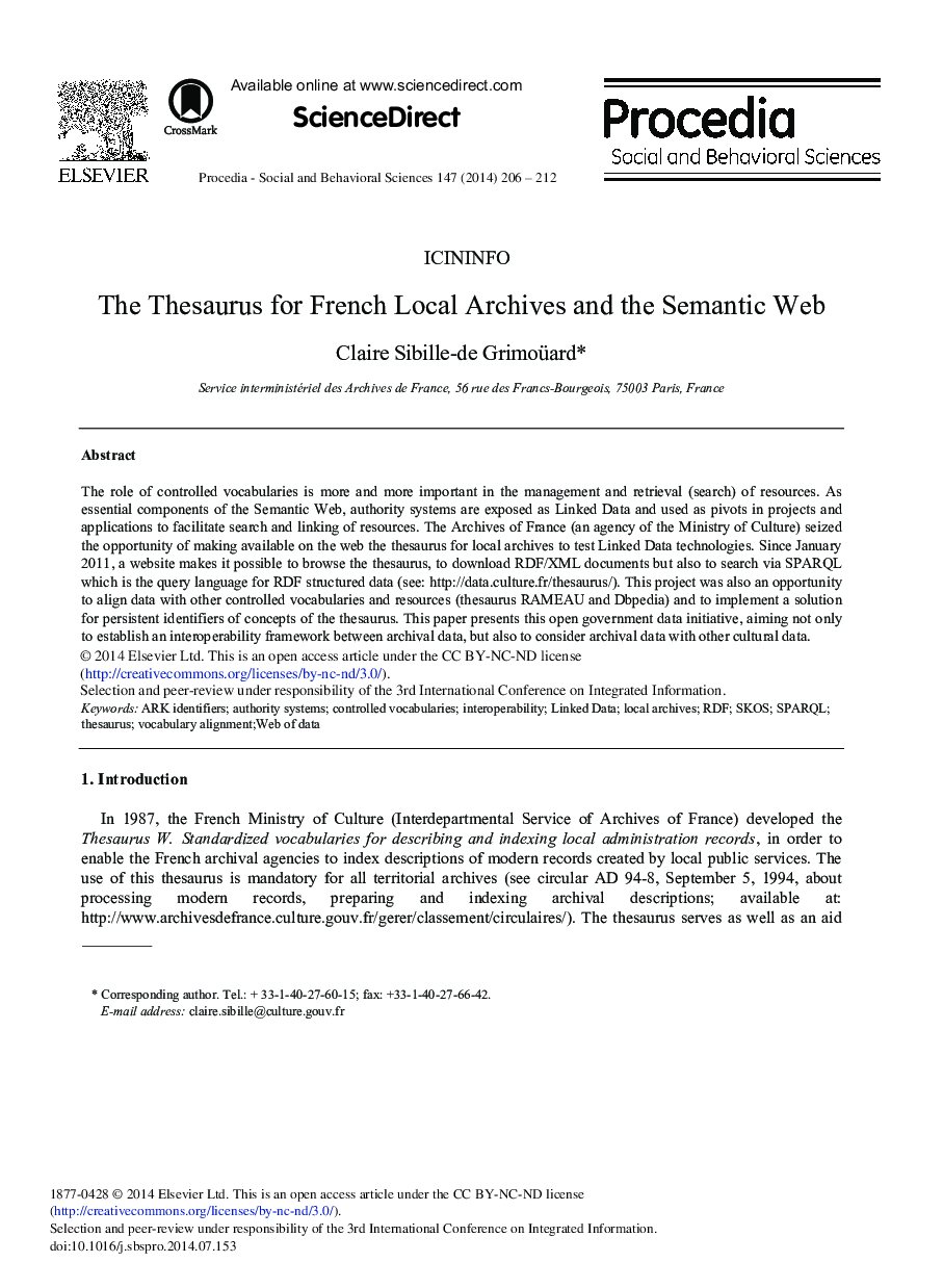 The Thesaurus for French Local Archives and the Semantic Web 