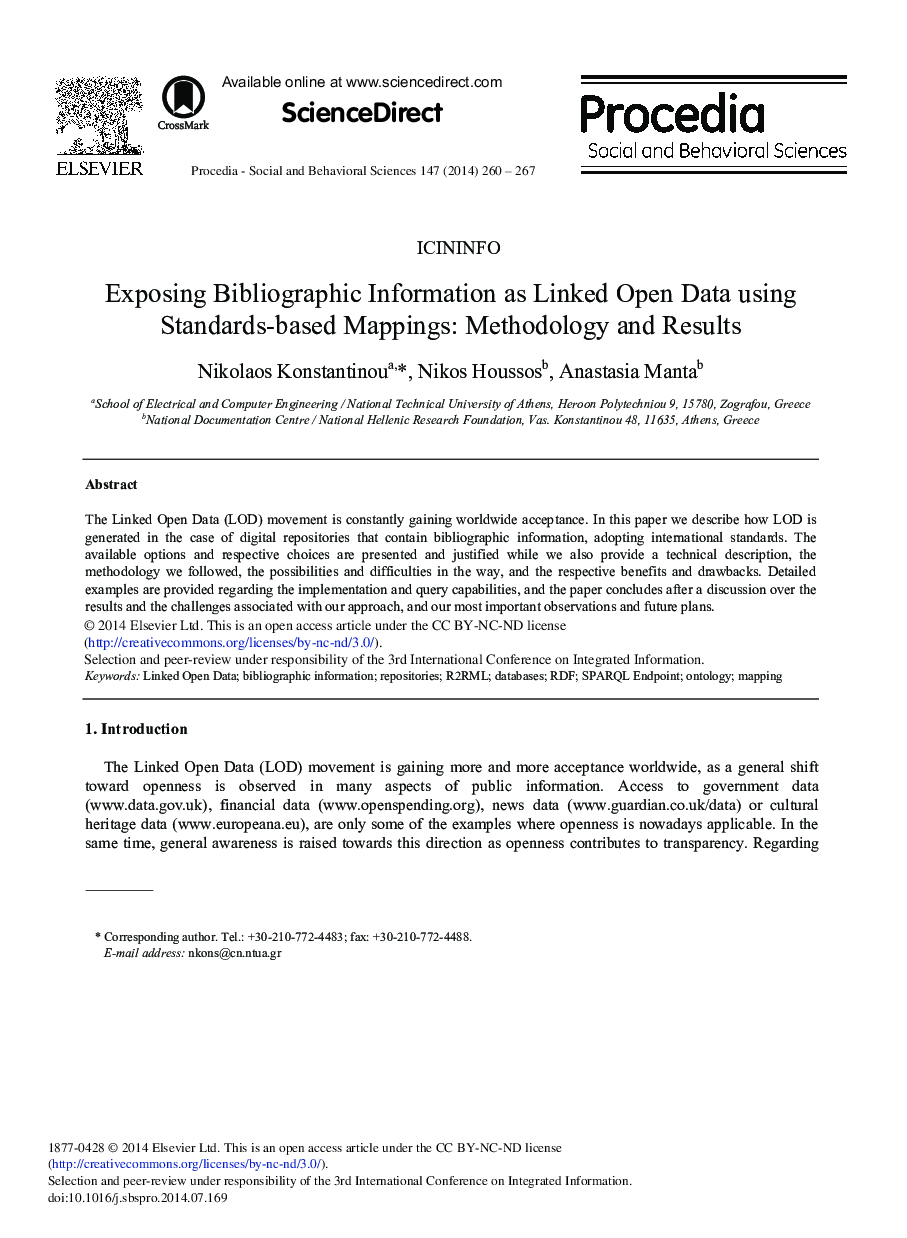 Exposing Bibliographic Information as Linked Open Data Using Standards-based Mappings: Methodology and Results 