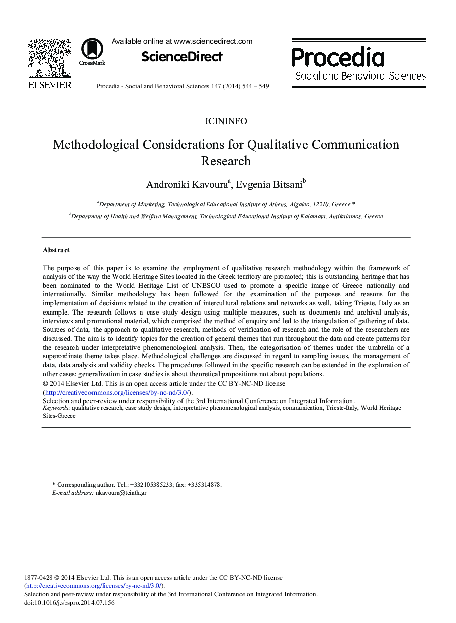 Methodological Considerations for Qualitative Communication Research 