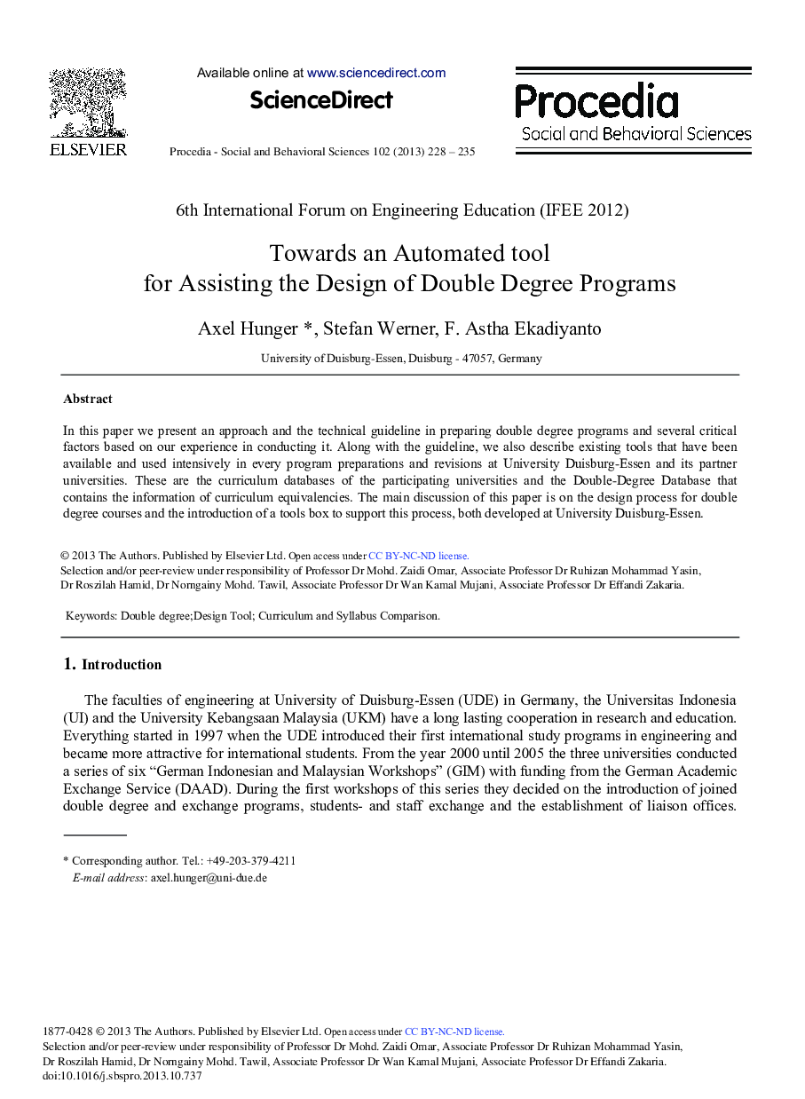 Towards an Automated tool for Assisting the Design of Double Degree Programs 