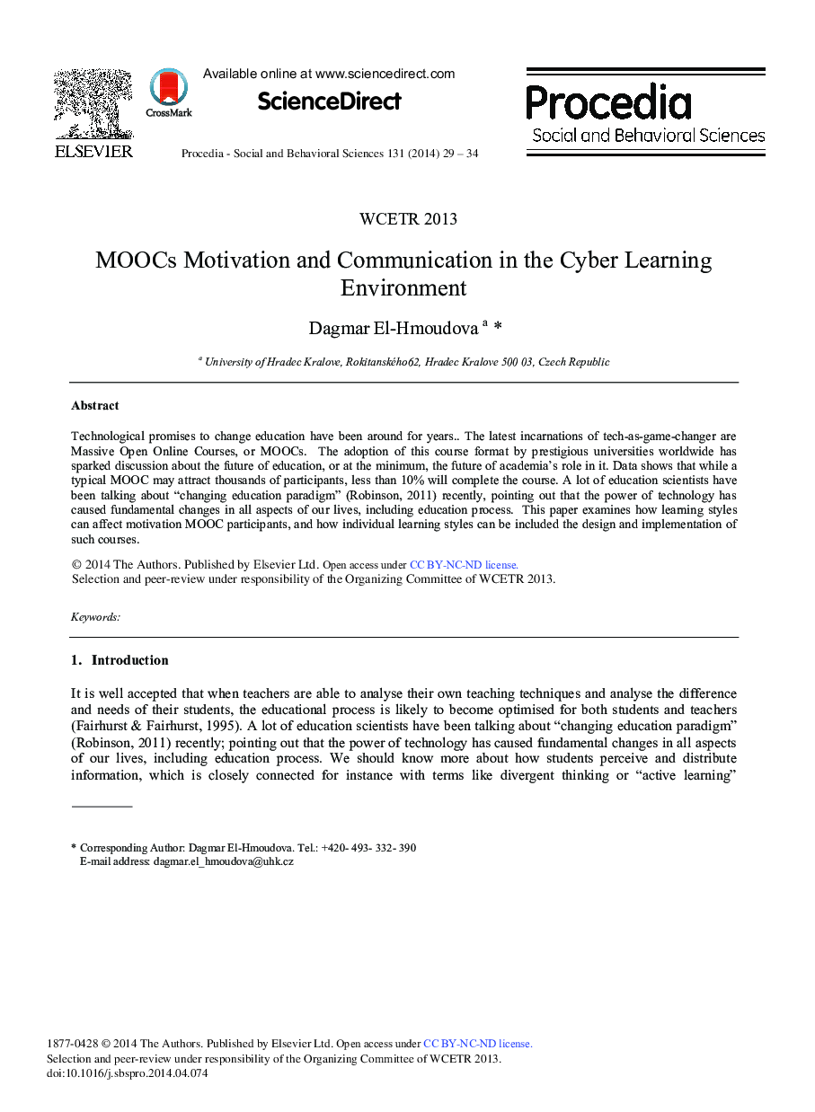 MOOCs Motivation and Communication in the Cyber Learning Environment