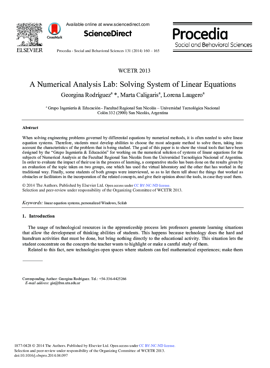 A Numerical Analysis Lab: Solving System of Linear Equations ★