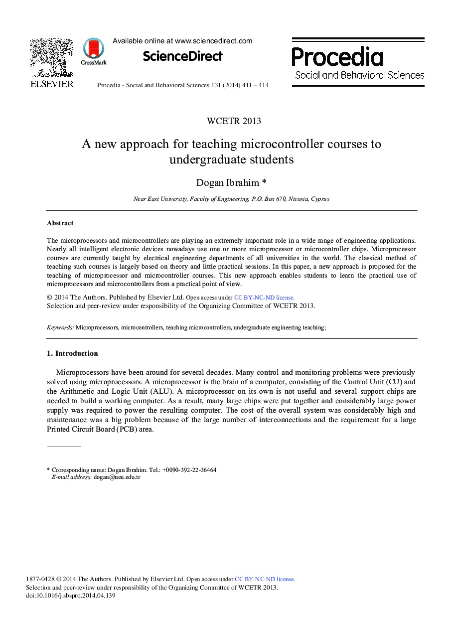 A New Approach for Teaching Microcontroller Courses to Undergraduate Students 