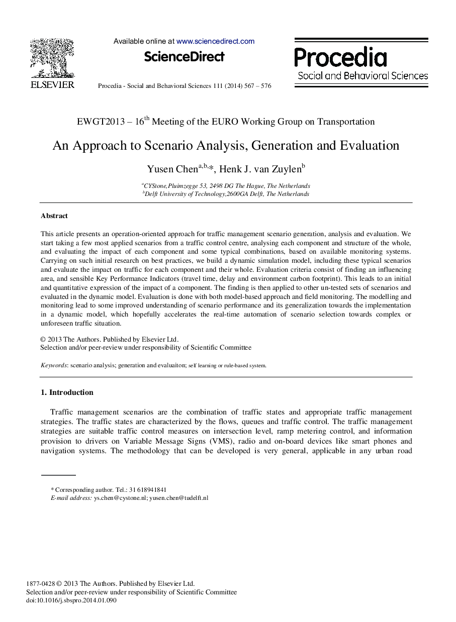 An Approach to Scenario Analysis, Generation and Evaluation 