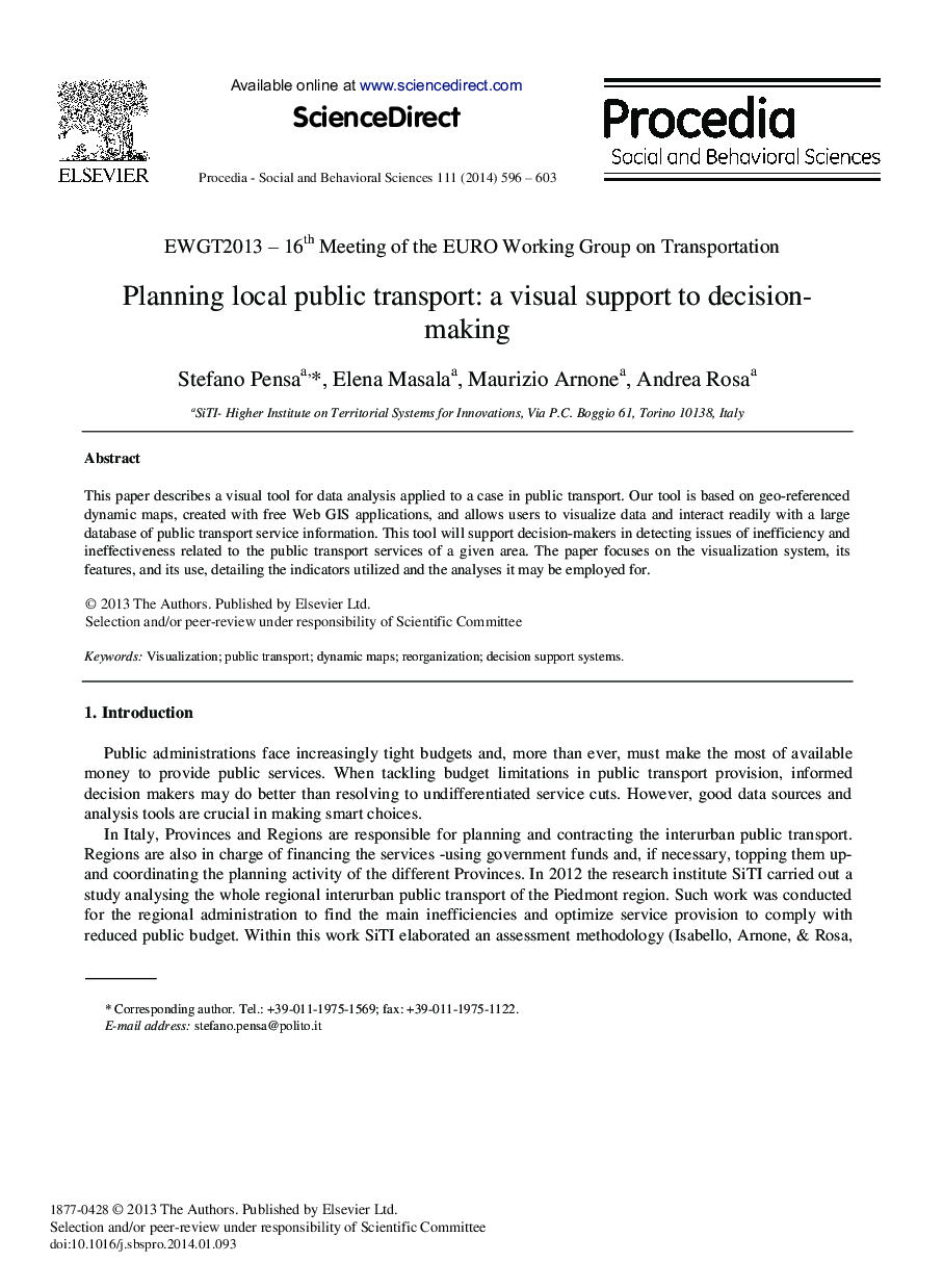 Planning Local Public Transport: A Visual Support to Decision-making 