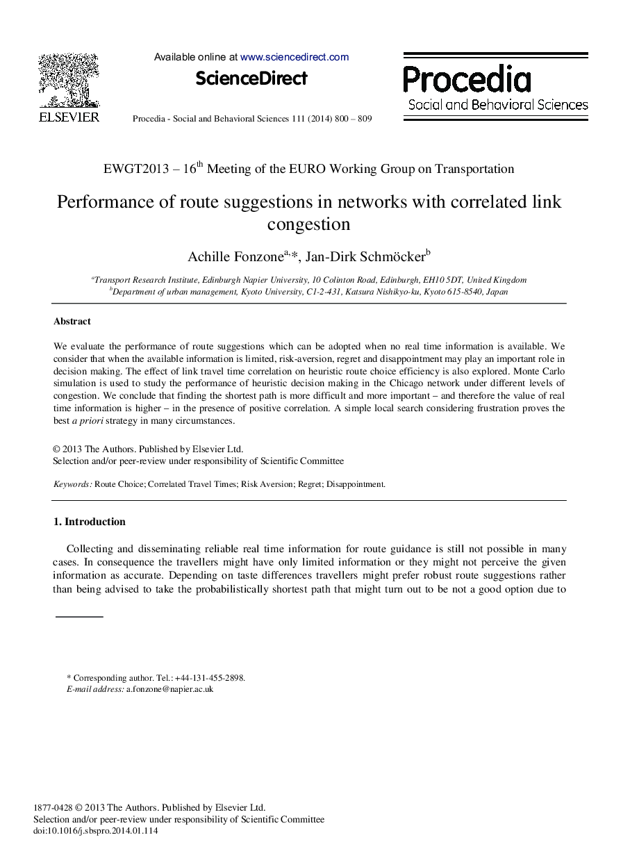 Performance of Route Suggestions in Networks with Correlated Link Congestion 