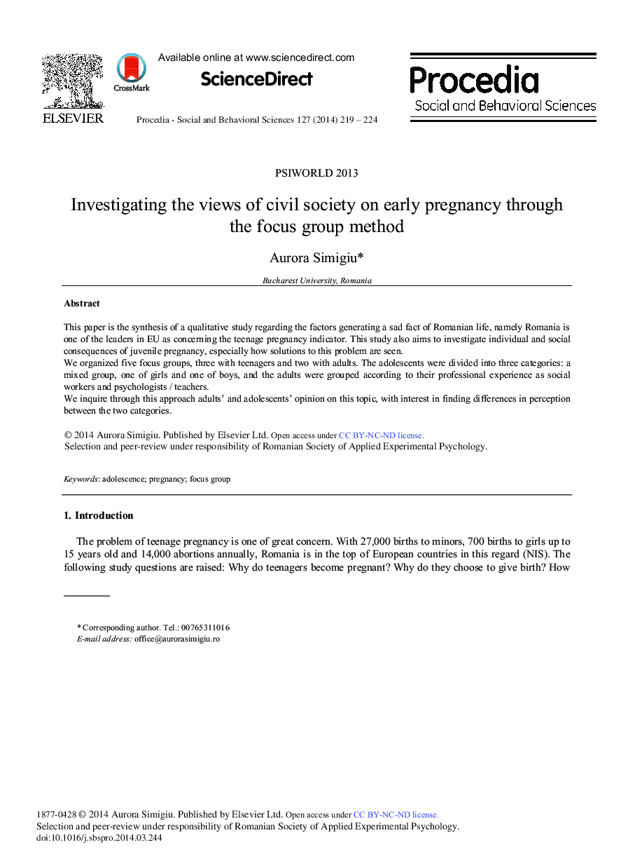 Investigating the Views of Civil Society on Early Pregnancy through the Focus Group Method 