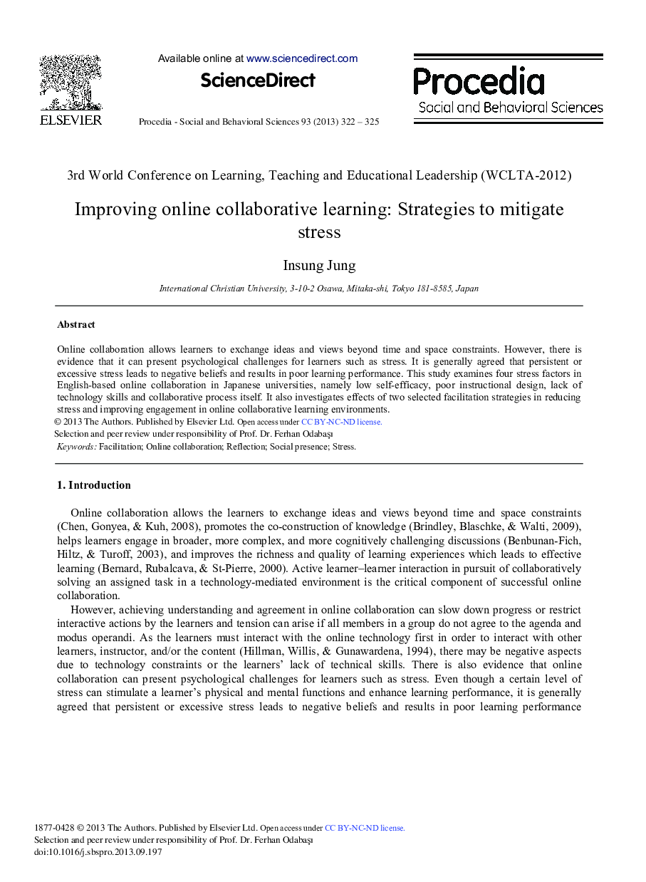 Improving Online Collaborative Learning: Strategies to Mitigate Stress 