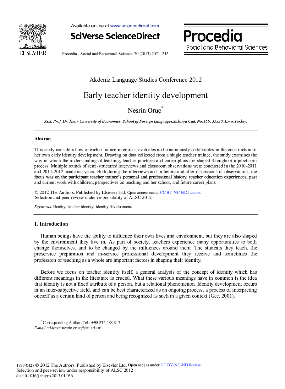 Early Teacher Identity Development 