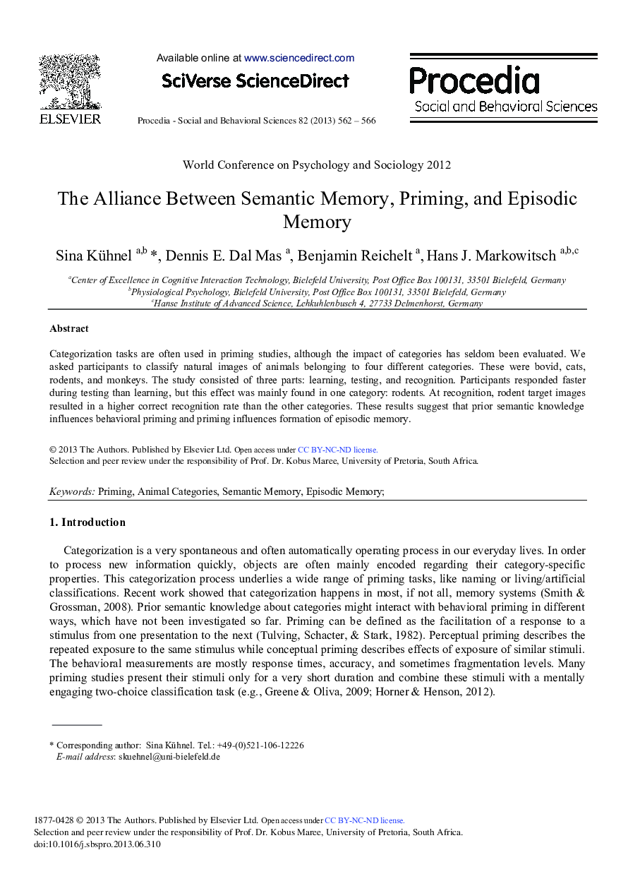 The Alliance between Semantic Memory, Priming, and Episodic Memory 