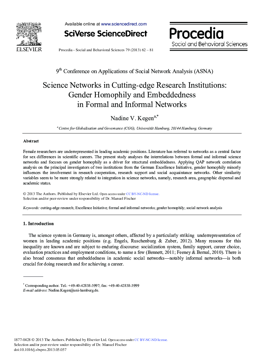 Science Networks in Cutting-edge Research Institutions: Gender Homophily and Embeddedness in Formal and Informal Networks 