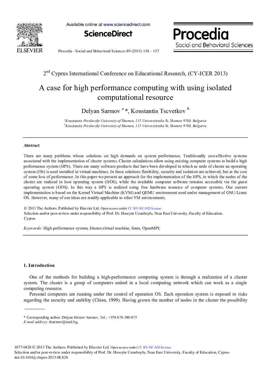 A Case for High Performance Computing with Using Isolated Computational Resource 