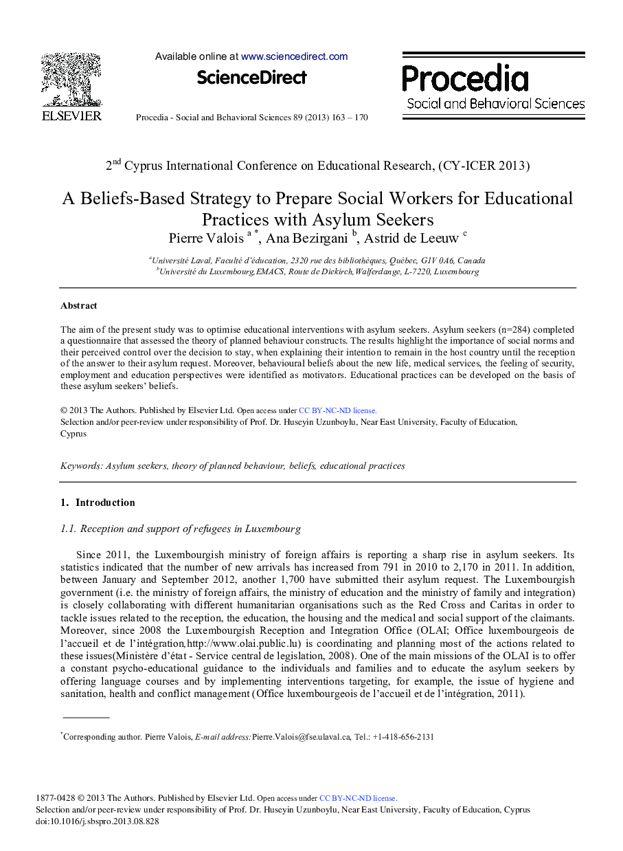 A Beliefs-based Strategy to Prepare Social Workers for Educational Practices with Asylum Seekers 