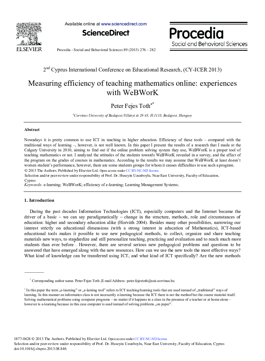 Measuring Efficiency of Teaching Mathematics Online: Experiences with WeBWorK 