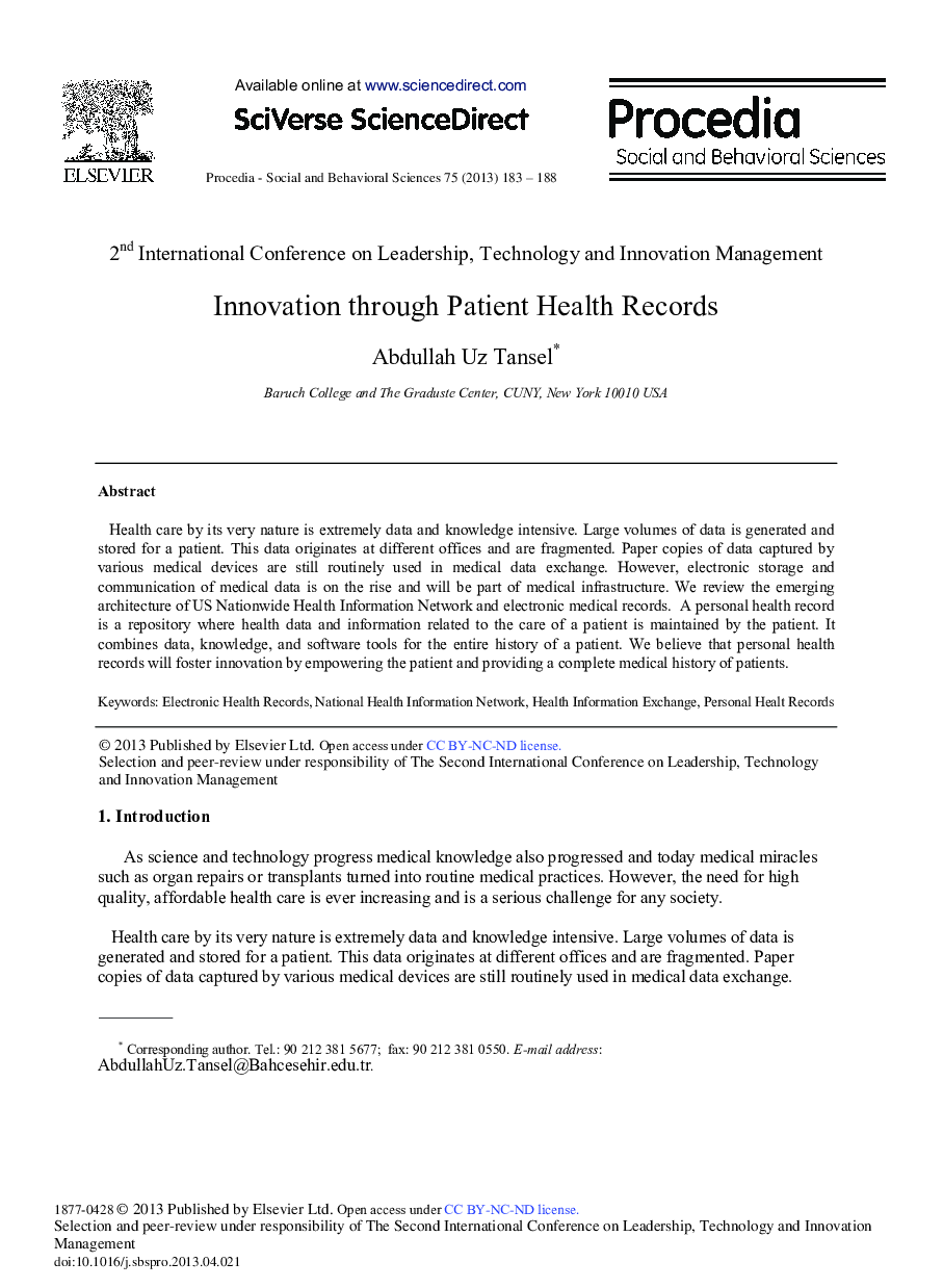 Innovation through Patient Health Records 