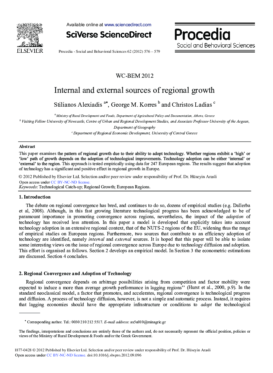 Internal and External Sources of Regional Growth