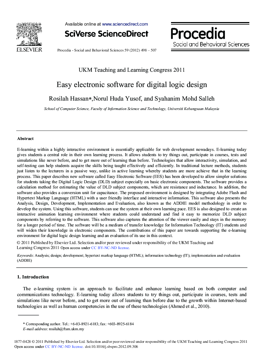 Easy Electronic Software for Digital Logic Design