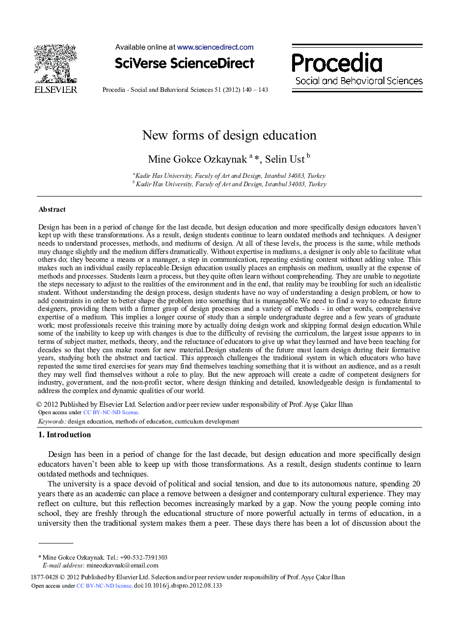 New forms of Design Education