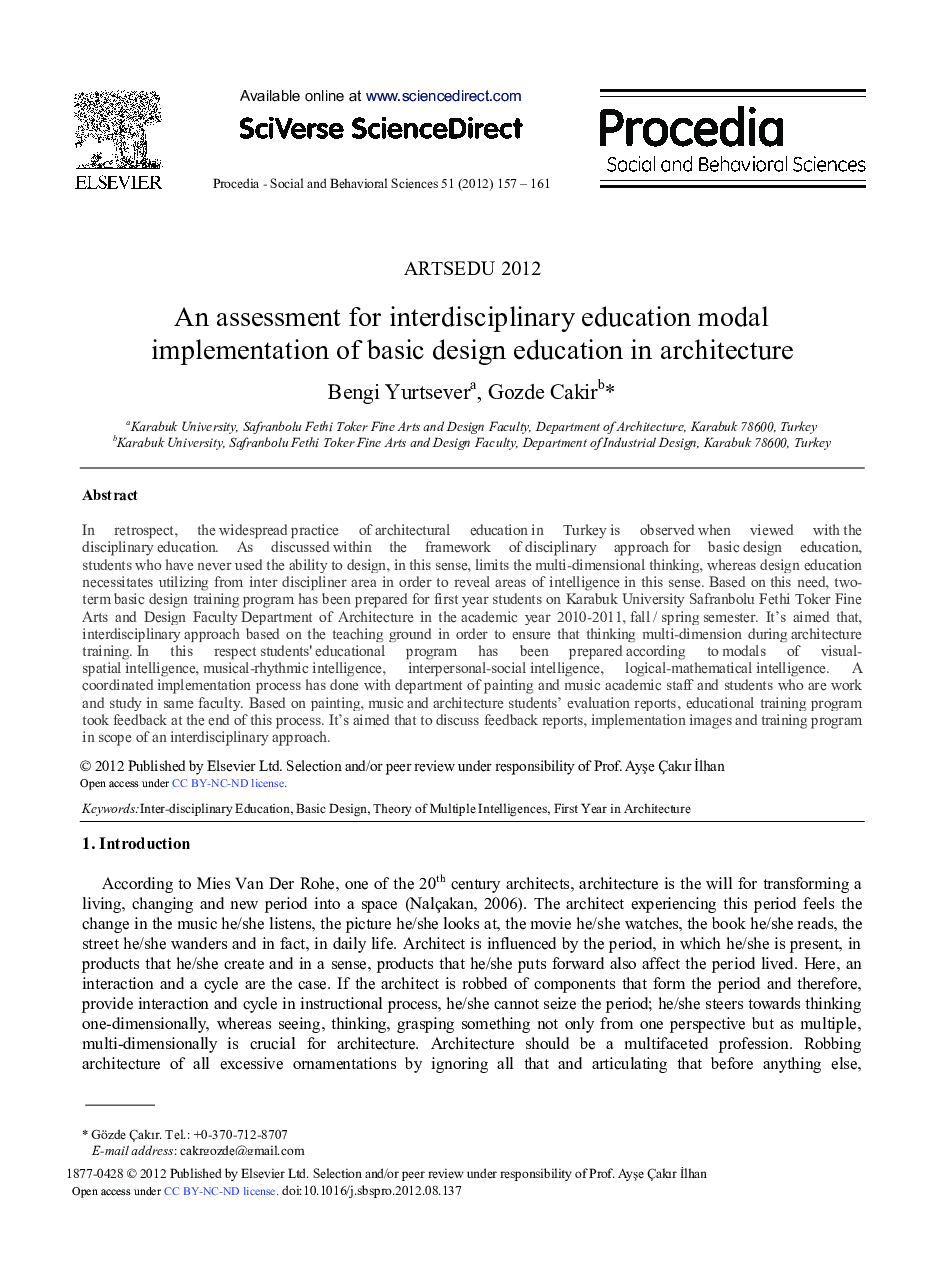 An Assessment for Interdisciplinary Education Modal Implementation of Basic Design Education in Architecture