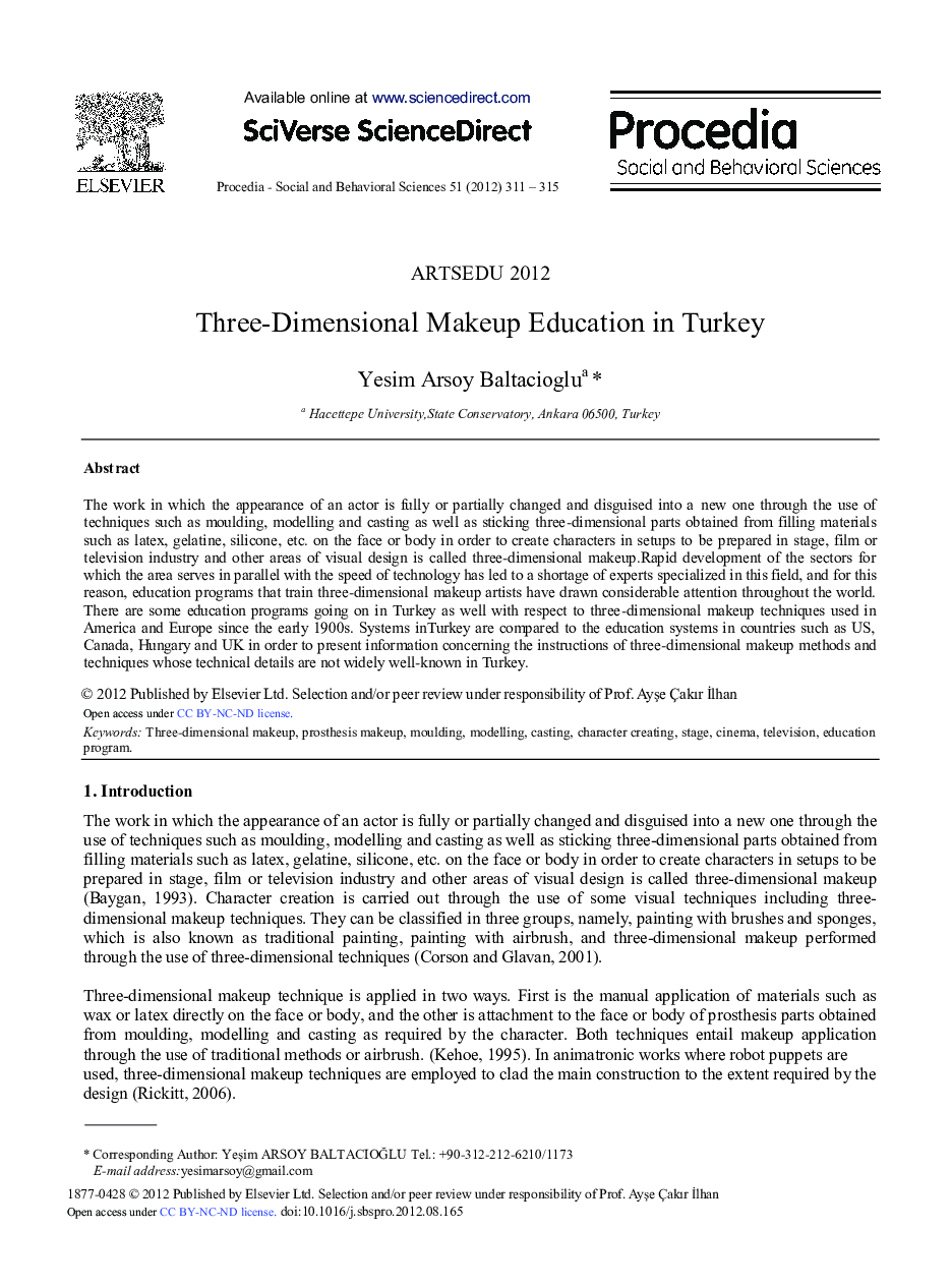 Three-Dimensional Makeup Education in Turkey