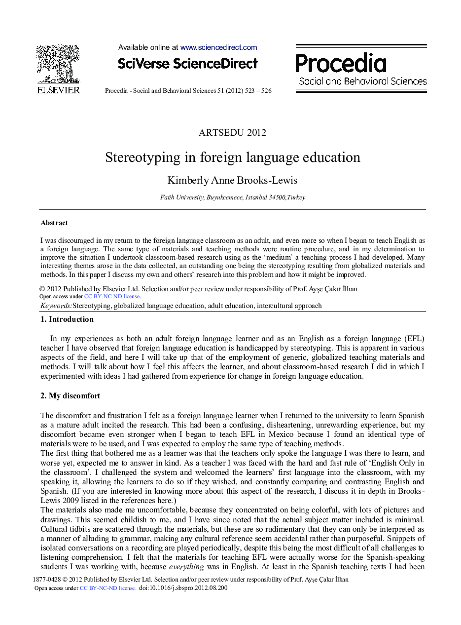 Stereotyping in Foreign Language Education