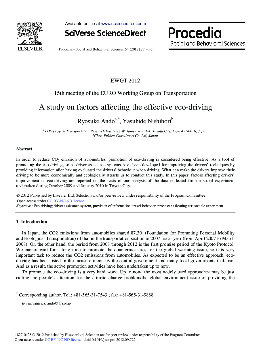 A Study on Factors Affecting the Effective Eco-driving
