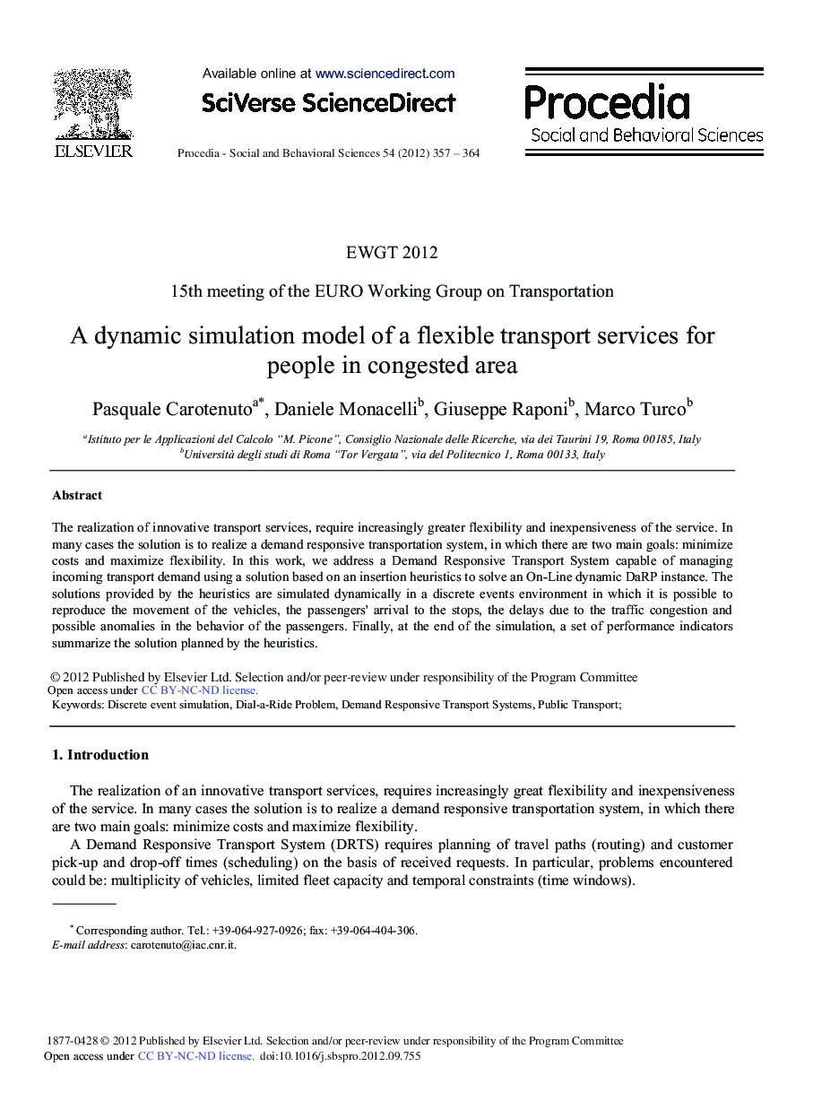 A Dynamic Simulation Model of a Flexible Transport Services for People in Congested Area