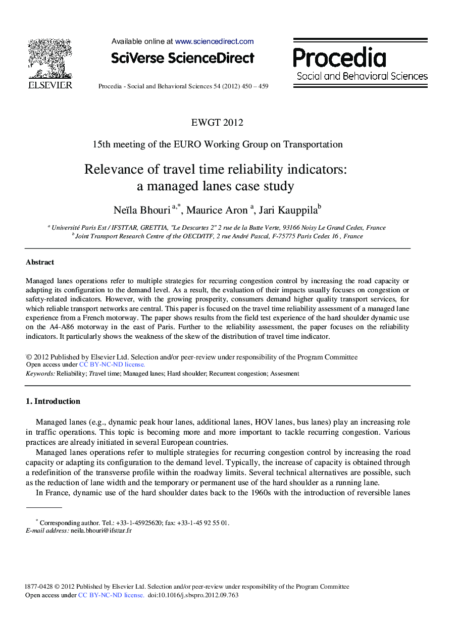 Relevance of Travel Time Reliability Indicators: A Managed Lanes Case Study