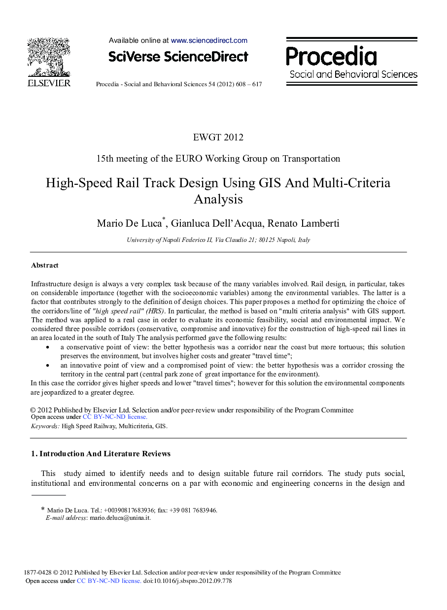 High-Speed Rail Track Design Using GIS And Multi-Criteria Analysis