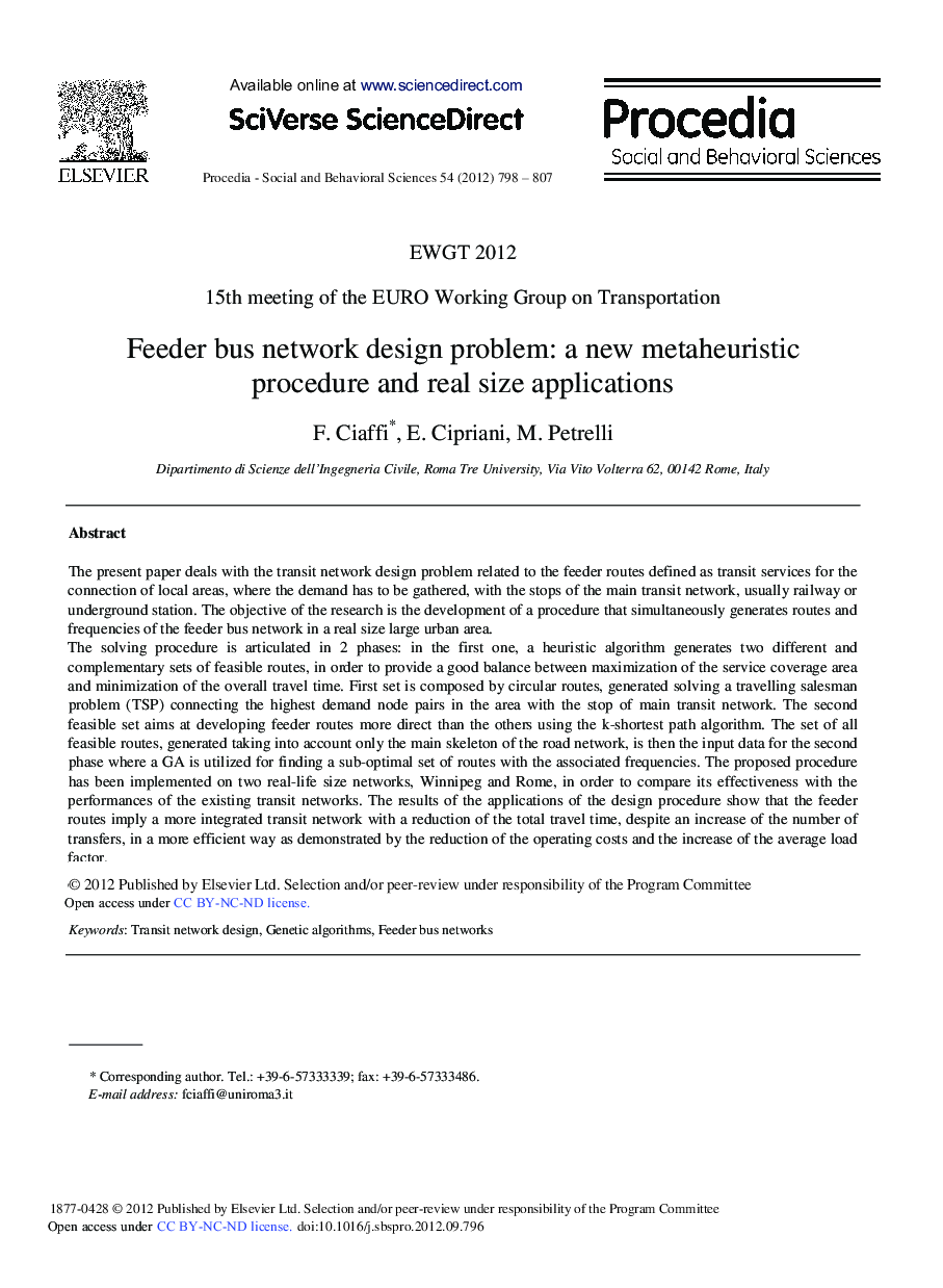 Feeder Bus Network Design Problem: a New Metaheuristic Procedure and Real Size Applications