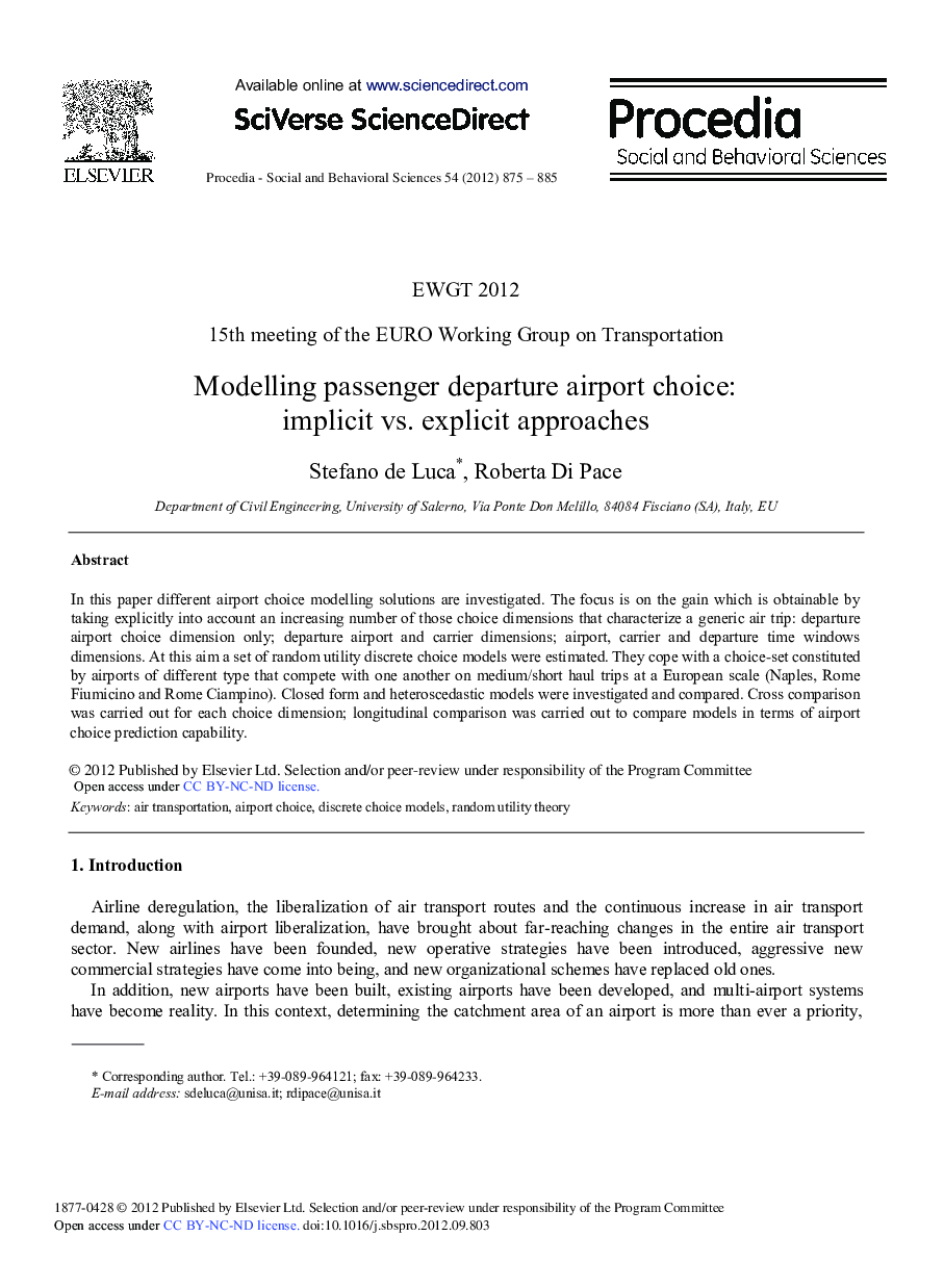 Modelling Passenger Departure Airport Choice: Implicit vs. Explicit Approaches