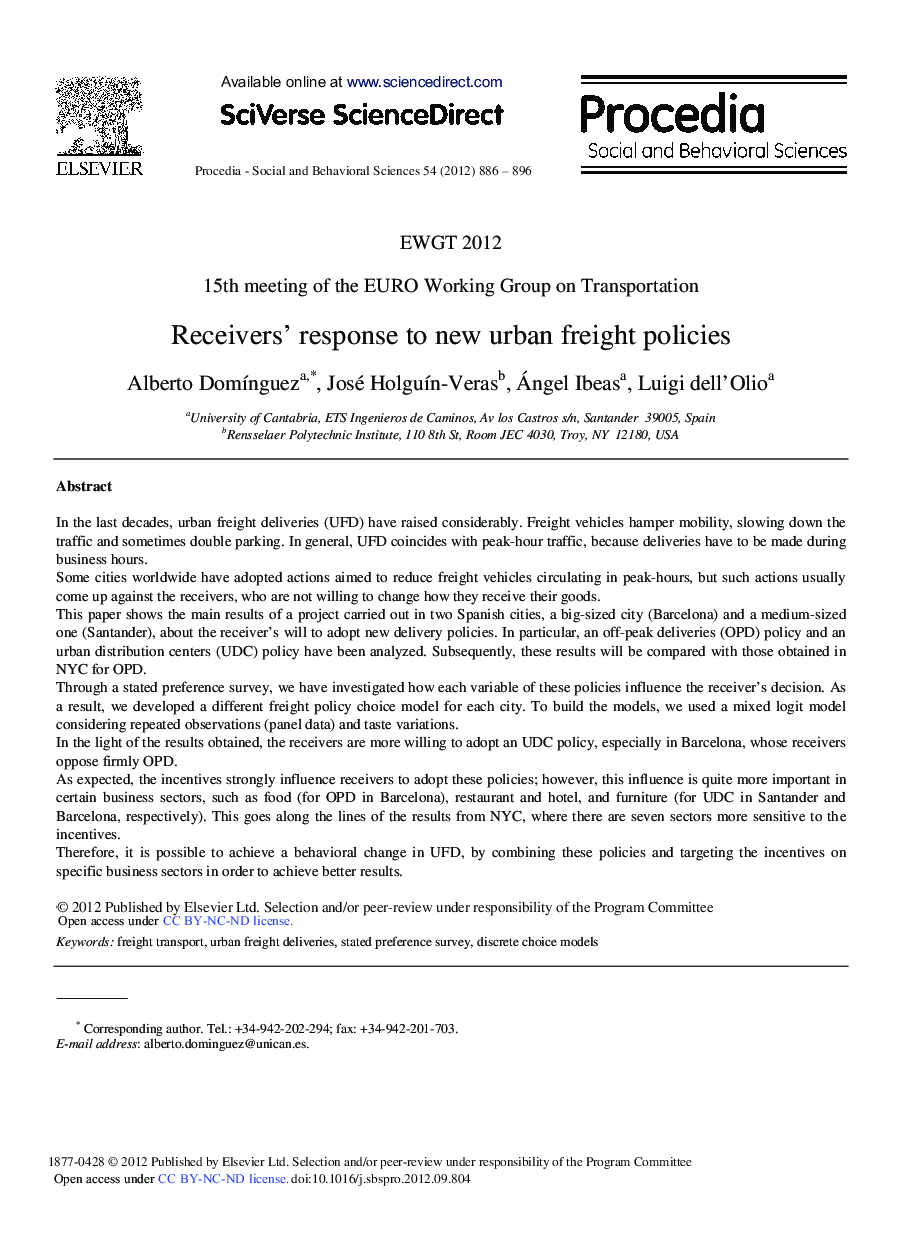 Receivers’ Response to New Urban Freight Policies