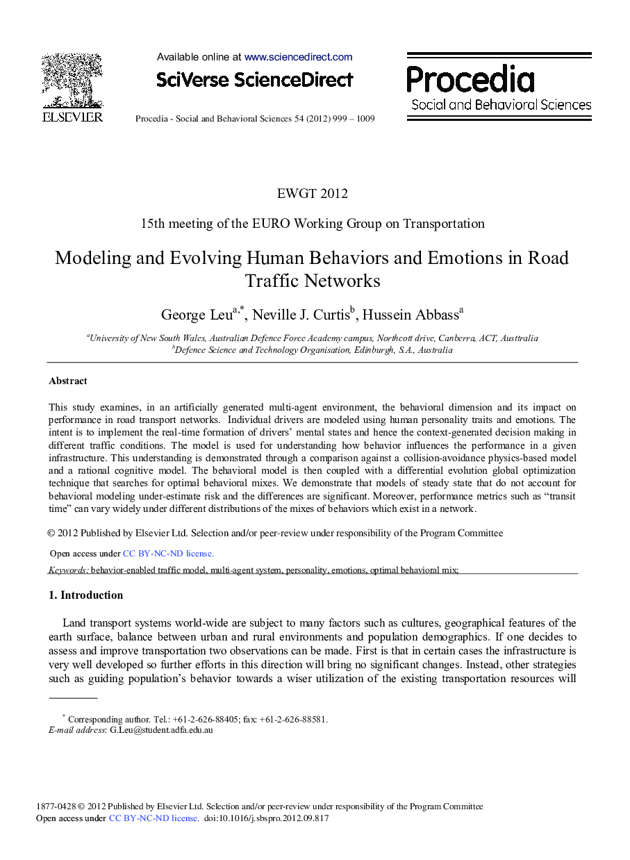 Modeling and Evolving Human Behaviors and Emotions in Road Traffic Networks