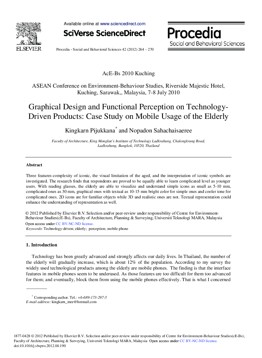 Graphical Design and Functional Perception on Technology-Driven Products: Case Study on Mobile Usage of the Elderly