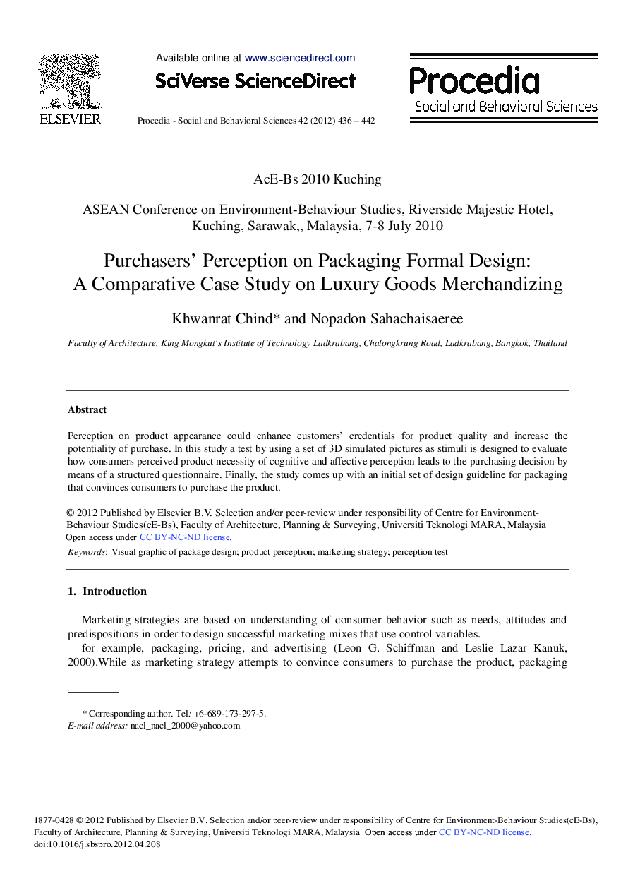 Purchasers' Perception on Packaging Formal Design: A Comparative Case Study on Luxury Goods Merchandizing