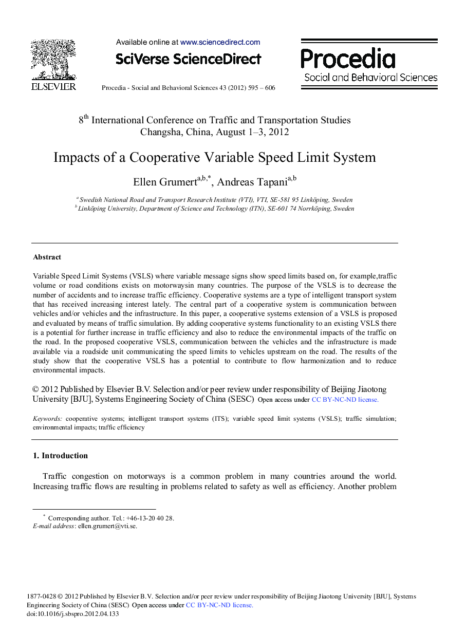 Impacts of a Cooperative Variable Speed Limit System