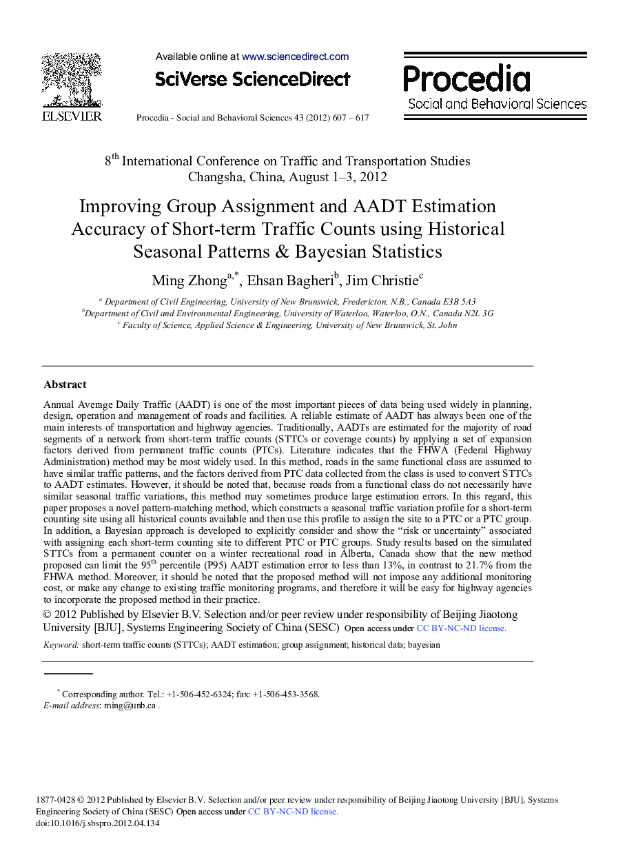 Improving Group Assignment and AADT Estimation Accuracy of Short-term Traffic Counts using Historical Seasonal Patterns & Bayesian Statistics