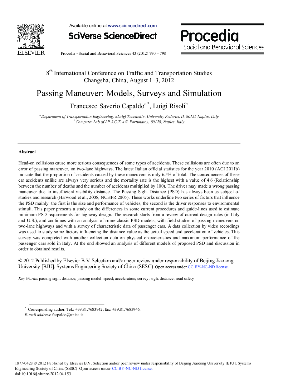 Passing Maneuver: Models, Surveys and Simulation